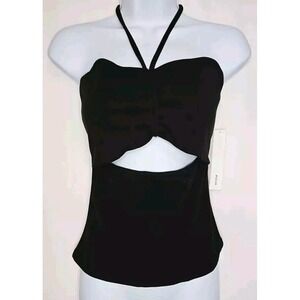 Aqua Womens Black Cut‎ Out Halter Tank Top Size Medium NWT